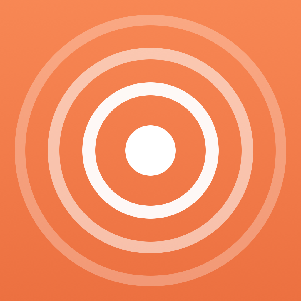 Ping app icon: concentric white rings on an orange field